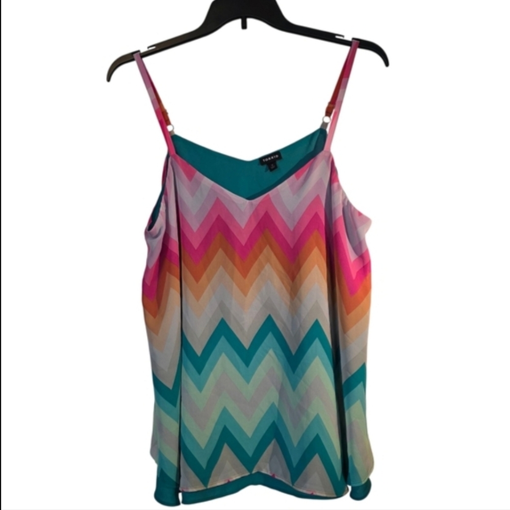 Torrid Colorful Chevron Print Sophie Chiffon Double Layer Cami OX EUC